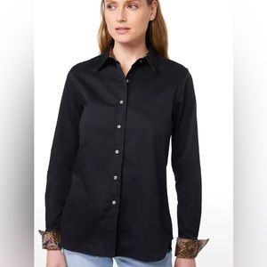 Robert Graham Priscilla Stretch Cotton Black Blouse - NWT in plastic